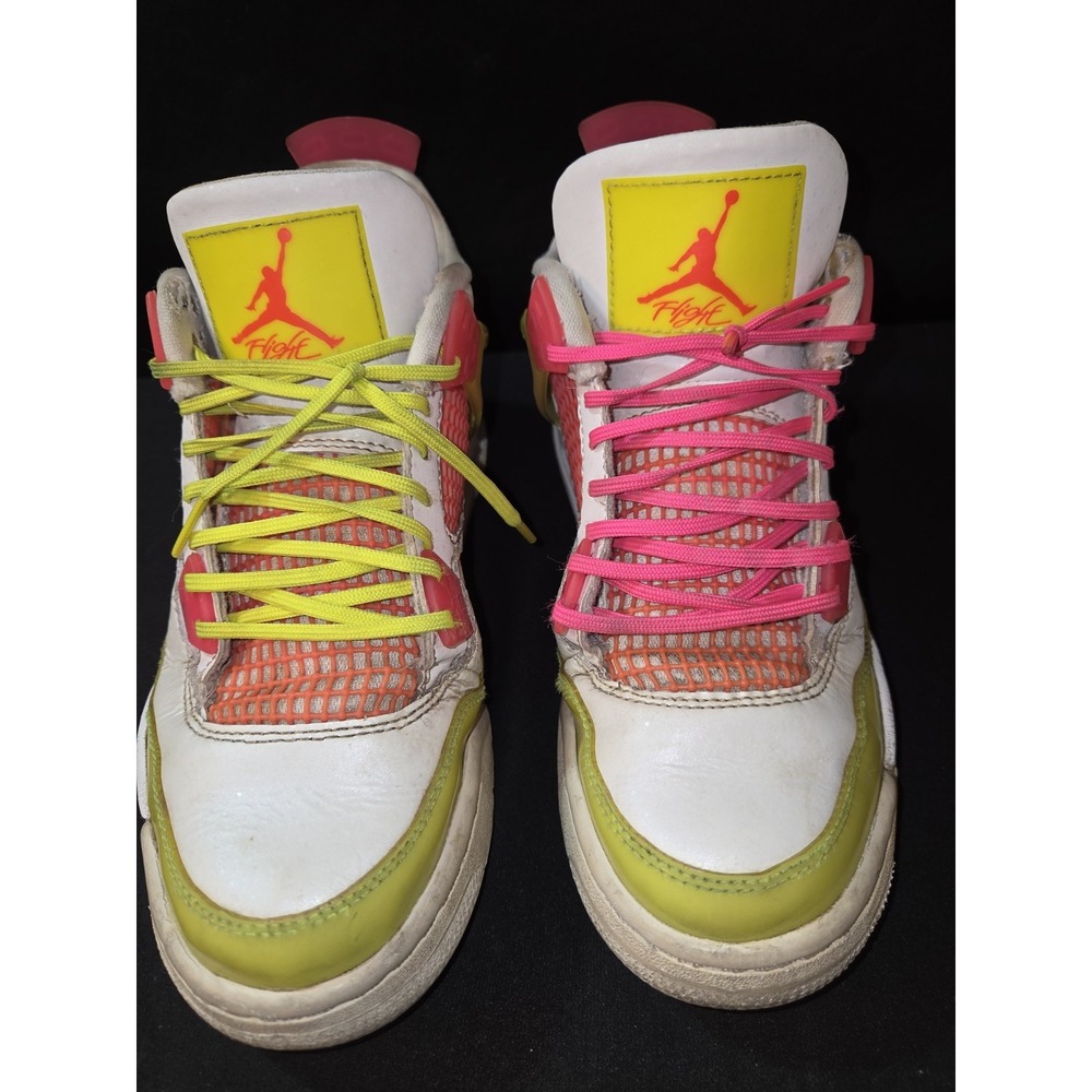 Air Jordan 4 Retro Lemon Venom Pink Blast White Size 5Y‎ - Picture 3 of 11